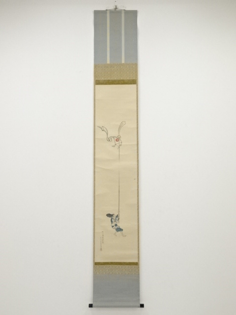 JAPANESE HANGING SCROLL / HAND PAINTED / TRIUMPHANT RETURN / BY TANEMARO MAKITA